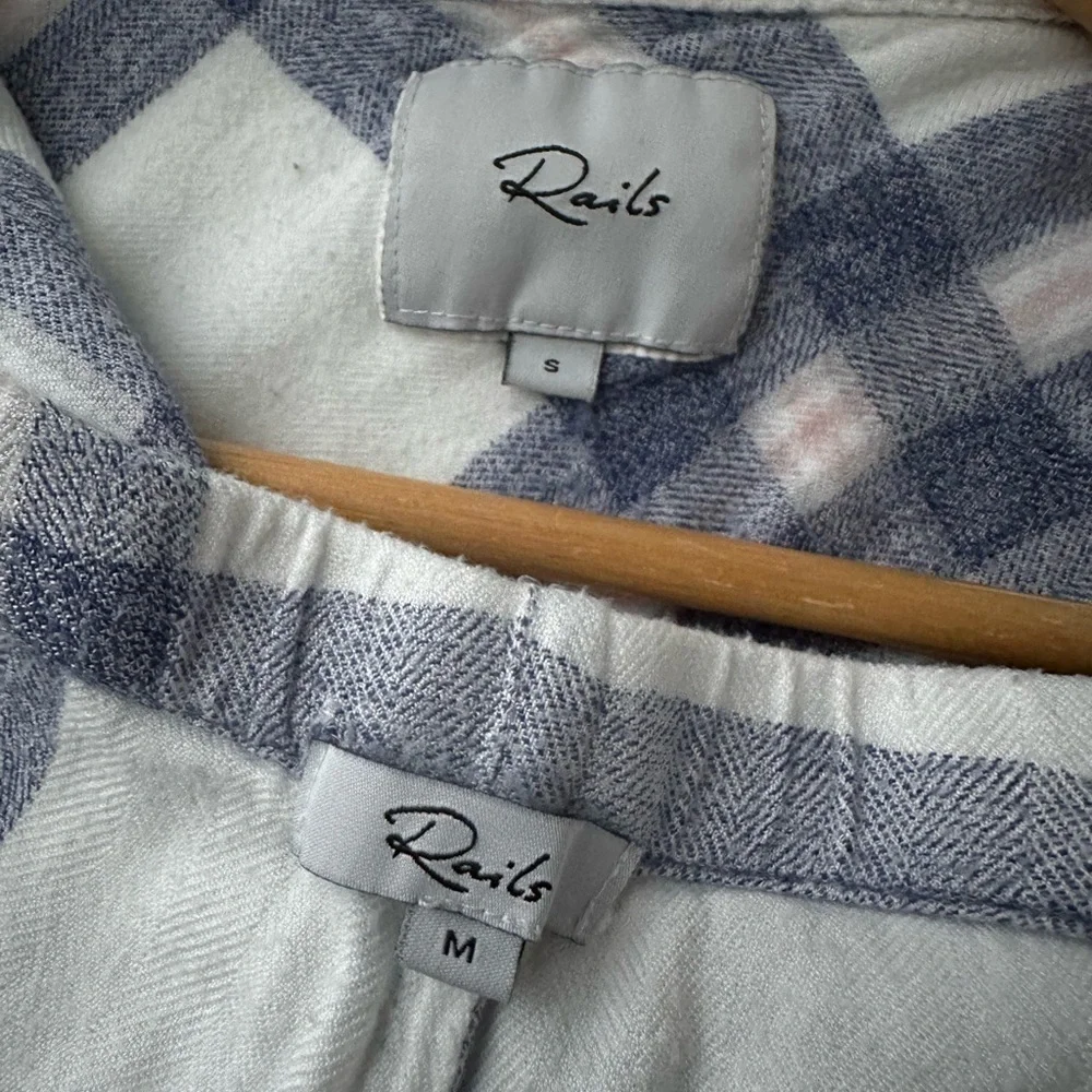 Rails Womens White Blue Plaid Button Down Hunter Vanilla Chambray Lounge Set